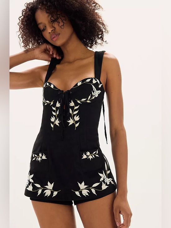 For Love And Lemons Pants - For Love & Lemons Weston Vegan Suede Romper size small NWT